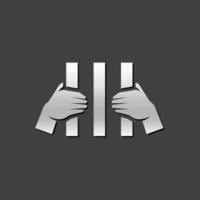 Jail icon in metallic grey color style. Law guilty criminal vector