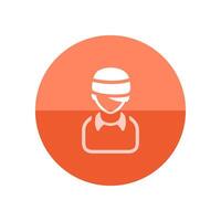 Injured head icon in flat color circle style. Health medical man healing insurance vector