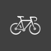 Road bicycle icon in metallic grey color style.Sport race cycling vector