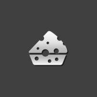 Cheese icon in metallic grey color style. Food bakery ingredient vector