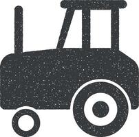 tractor, ruedas vector icono ilustración con sello efecto