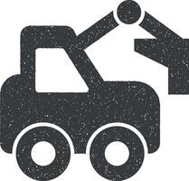 Construction, digger, excavator vector icon illustration with stamp effect