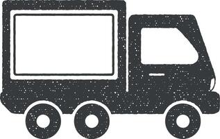 truck, billboard vector icon illustration with stamp effect