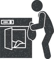 man drying clothes vector icon illustration with stamp effect