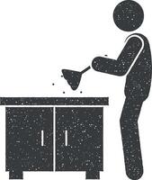 man dusting vector icon illustration with stamp effect