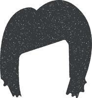 cabello, mujer, Corte de pelo, lado barrido vector icono ilustración con sello efecto