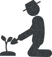 man seedling vector icon illustration with stamp effect