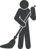 man mopping vector icon illustration with stamp effect