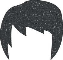 cabello, mujer, Corte de pelo corto vector icono ilustración con sello efecto