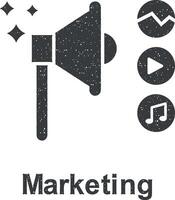 Online marketing, marketing vector icon illustration with stamp effect