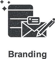 Online marketing, branding vector icon illustration with stamp effect