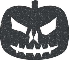 pumpkin halloween silhouette vector icon illustration with stamp effect