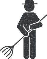 man man with rake vector icon illustration with stamp effect