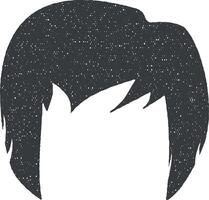 hair, woman, haircut long vector icon illustration with stamp effect