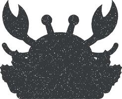 Crab vector icon illustration with stamp effect