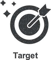 en línea marketing, objetivo vector icono ilustración con sello efecto