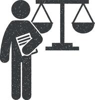 man with law degree vector icon illustration with stamp effect