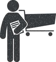 man with marketing degree vector icon illustration with stamp effect