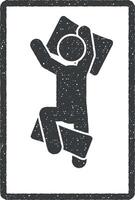 hombre dormido en barriga vector icono ilustración con sello efecto