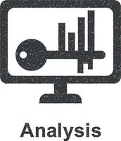 Online marketing, analysis vector icon illustration with stamp effect