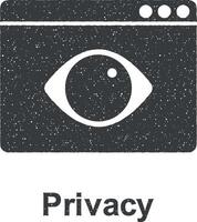 Online marketing, privacy vector icon illustration with stamp effect