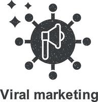 en línea marketing, viral márketing vector icono ilustración con sello efecto