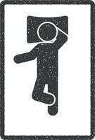 hombre dormir en espalda con brazo arrojado terminado cabeza vector icono ilustración con sello efecto