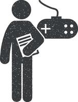 man with game degree vector icon illustration with stamp effect