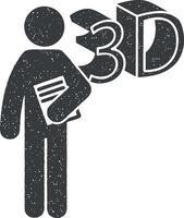 man with 3d design degree vector icon illustration with stamp effect