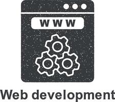 Online marketing, web development vector icon illustration with stamp effect