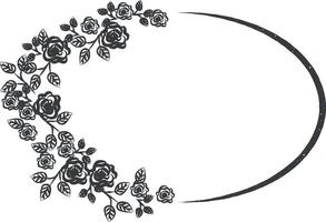 hermosa redondo marco con flores silvestres vector icono ilustración con sello efecto