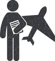 man with flight degree vector icon illustration with stamp effect