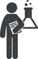 man with lab degree vector icon illustration with stamp effect