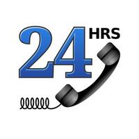 24 hours service icon in color. Call center support help desk vector