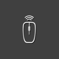 Computer mouse icon in metallic grey color style. Wireless Bluetooth connection vector