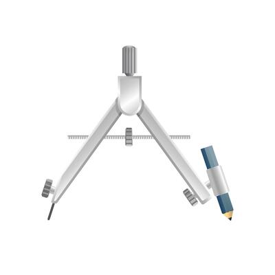 Drawing compass icon in color. Illustration painting work tool