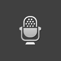 Microphone icon in metallic grey color style. vector