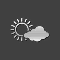 Weather forecast partly cloudy icon in metallic grey color style. Meteorology overcast vector