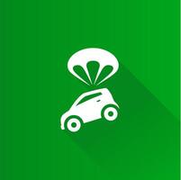 Car and parachute flat color icon long shadow vector illustration