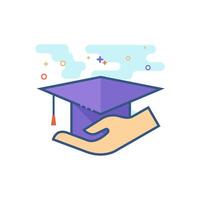 Hand holding diploma icon flat color style vector illustration