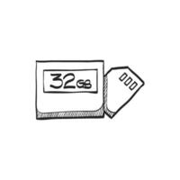 Hand drawn sketch icon compact flash card vector