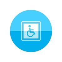 Disabled access icon in flat color circle style. Road building wheelchair care vector