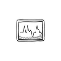 Hand drawn sketch icon heart rate monitor vector