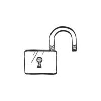 Hand drawn sketch icon padlock unlocked vector
