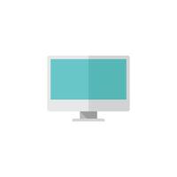 Desktop computer icon in flat color style. Electronic office monitor vector