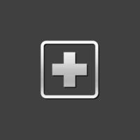 Medical cross icon in metallic grey color style. Emergency service. vector