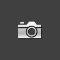 Camera icon in metallic grey color style. Digital photography snapshot vector