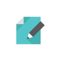 Document edit icon in flat color style. Office business internet forum blog post change vector