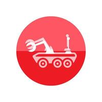 Space rover icon in flat color circle style. Vehicle, exploration, planet surface vector