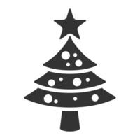 negro y blanco icono pino árbol con nieve vector